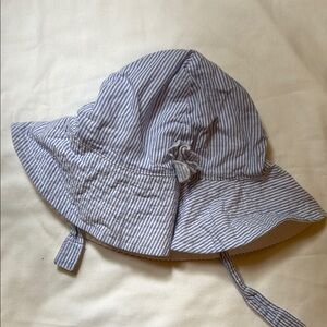 Carter's White and Blue Striped Baby Hat